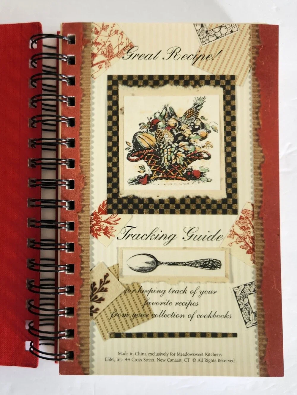 Vintage Recipe Tracking Guide Spiral-Bound Notebook of Favorite Cookbook Recipes